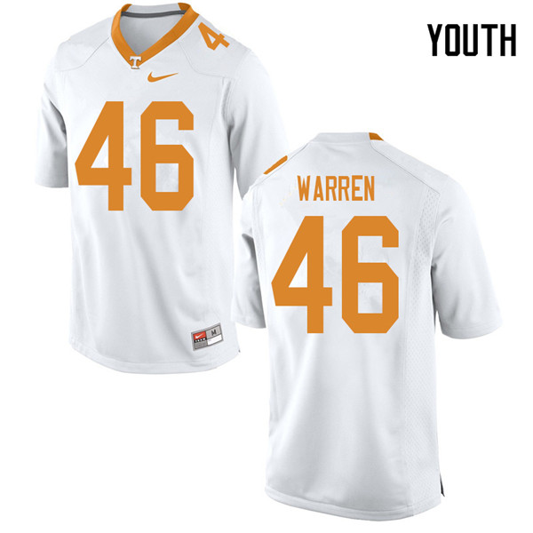 Youth #46 Joshua Warren Tennessee Volunteers College Football Jerseys Sale-White